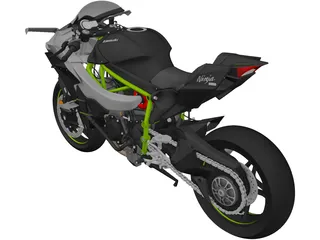 Kawasaki Ninja H2R Supercharged 3D Model preview