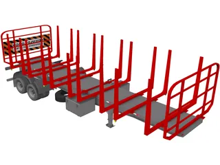 Wood Trailer 3D Model preview