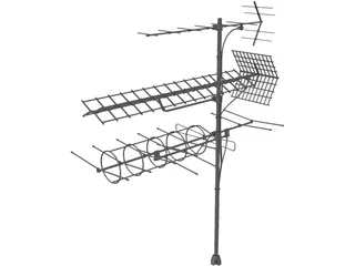 Aerial TV Antenna 3D Model preview