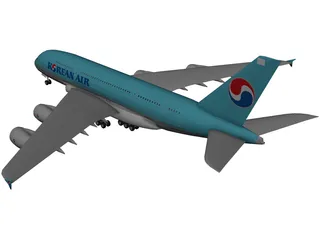 Airbus A380 Korean Air 3D Model preview