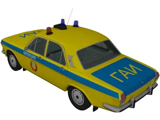 GAZ-24 Volga Soviet Police (1967) 3D Model preview