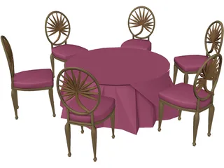 Table and Chairs 3D Model preview