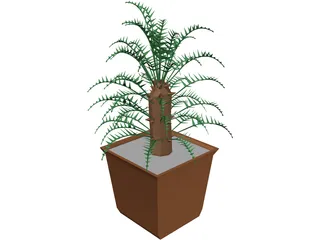 Cica Palm Tree with Sisal Vase 3D Model preview