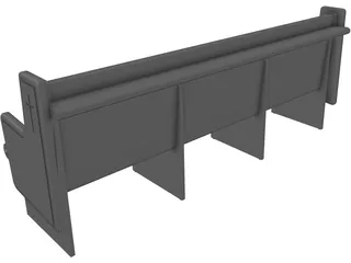 Church Bench 3D Model preview