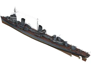 Soviet destroyer Leningrad 3D Model preview