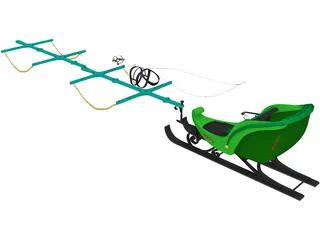 Santa Sleigh 3D Model preview