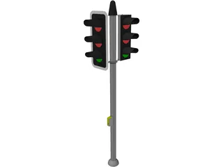 Short Traffic Light 3D Model preview