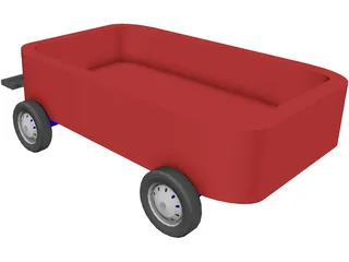 Children Red Wagon 3D Model preview