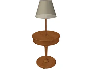 Rounded Table with Lamp 3D Model preview