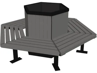 Hexagonal Bench 3D Model preview