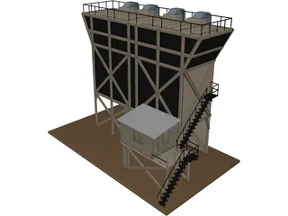 Grain Hopper 4x 3D Model preview