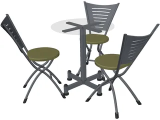 Table and Chairs 3D Model preview