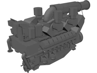 MTU 16V 595 TE70L Engine 3D Model preview
