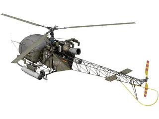 Aerospatiale SA 313B Alouette II 3D Model preview