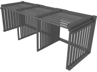 3 Compartment Composting Bin 3D Model preview