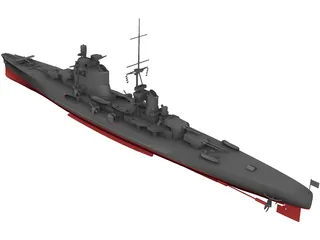 Heavy Cruiser Warship 3D Model preview