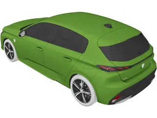 Peugeot 308 (2022) 3D Model preview