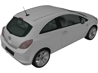 Opel Corsa 3-door (2011) 3D Model preview