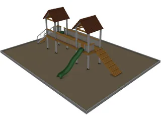 Games Area with Two Slide 3D Model preview