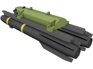 Hellfire Missile with Launcher 3D Model preview