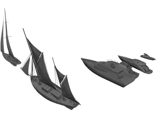 Boats 3D Model preview