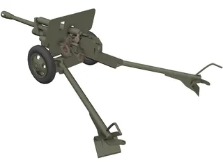 ZIS-3 WW2 Field Cannon 3D Model preview