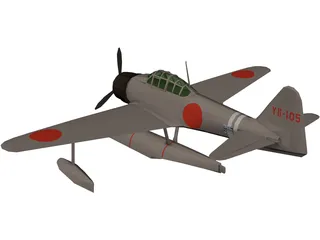 A6M2 Rufe Zero Nakajima zeke Floatplane 3D Model preview
