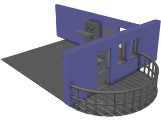 Dining Room with Balcony 3D Model preview