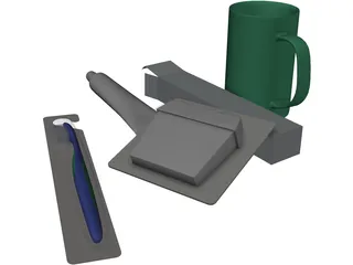 Assorted Desk Items 3D Model preview