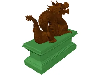 Chinese Dragon Statue 3D Model preview