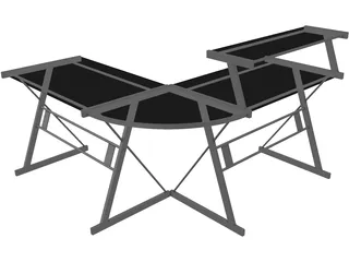 Black Metal Desk 3D Model preview
