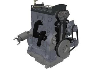 Diesel Engine 3 Cylinder 3D Model preview