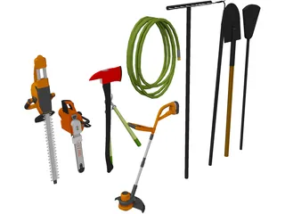 Garden Tools Collection 3D Model preview
