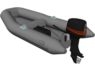 Inflatable Boat with Outboard Motor 3D Model preview