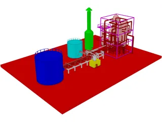 Oil Refinery 3D Model preview