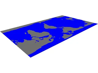 World Earth Flat with States 3D Model preview