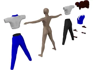Woman [+Clothes] 3D Model preview
