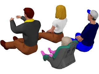 Family in Car 3D Model preview
