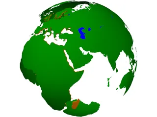 Globe Land Masses 3D Model preview