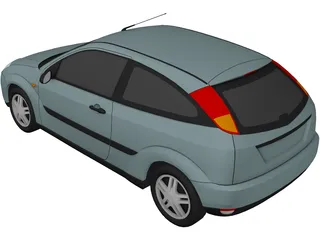 Ford Focus Hatchback 3-Door (1999) 3D Model preview