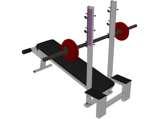 Declined Press Bench 3D Model preview
