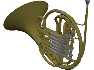 French Horn 3D Model preview