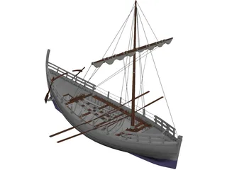 Kyrenia Ancient Greek Merchant Ship 3D Model preview
