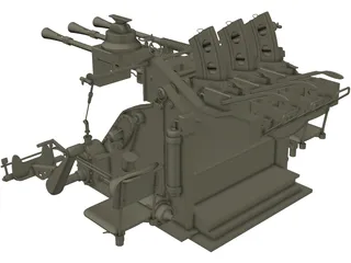Type 96 Japanese Triple AA Gun (25 mm) 3D Model preview