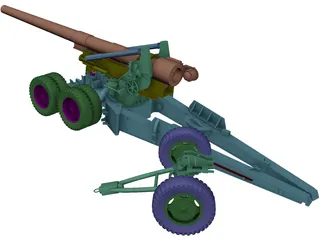 M1 Gun (155 mm) 3D Model preview