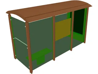 Bus Shelter 3D Model preview