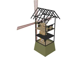 Windmill Wood 3D Model preview
