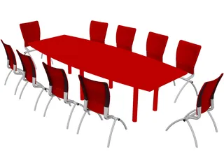 Knoll Conference Table and Chairs 3D Model preview
