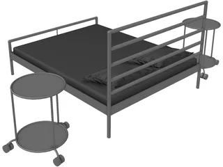 IKEA Heimdal Bed and Sidetable 3D Model preview