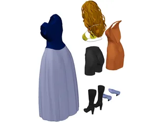 Woman Clothes 3D Model preview
